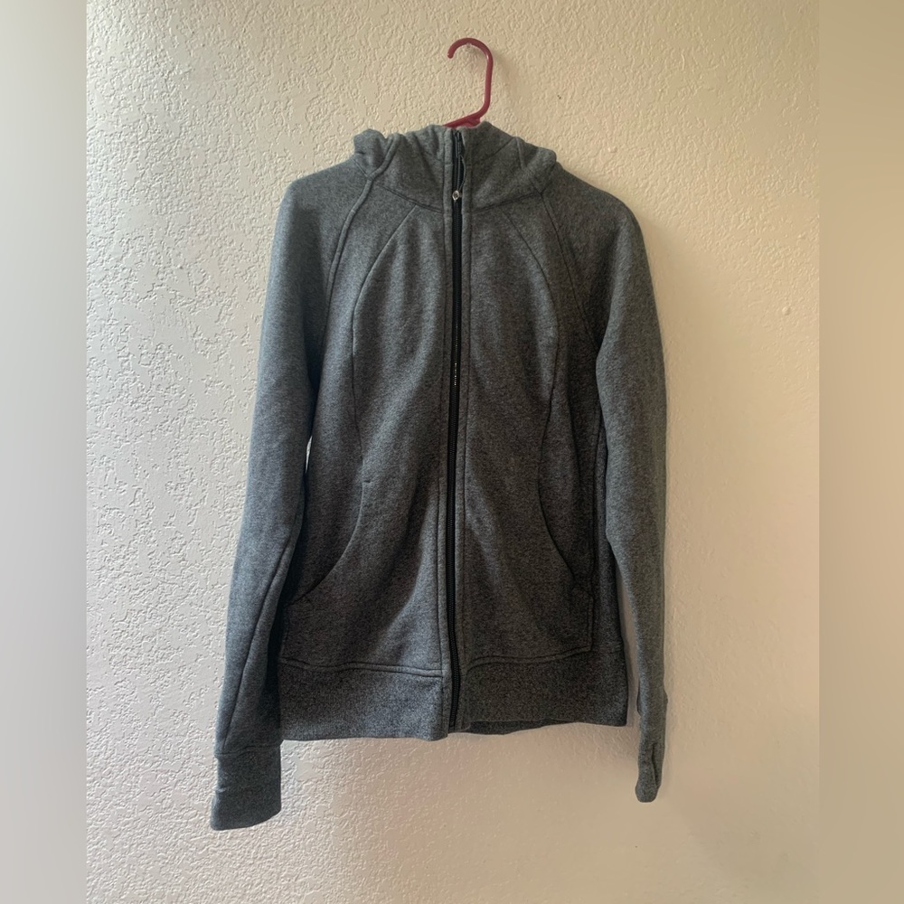 Lulu lemon gray grey hoodie zip up jacket yoga athletic